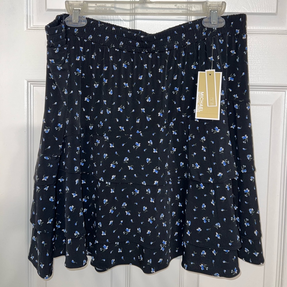 Michael Kors Navy Blue Floral Skirt | Size: XL